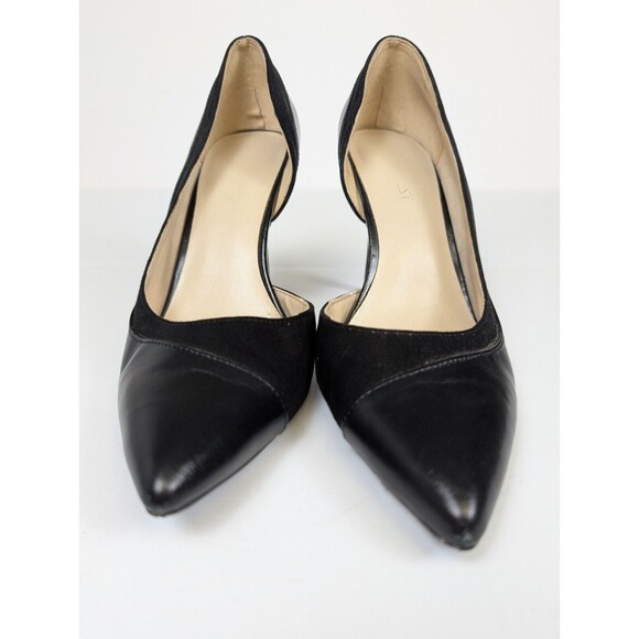 Nine West Alvaa Black Leather Pointed Toe Slip On Half D'Orsay Stiletto 7.5M - Picture 3 of 15